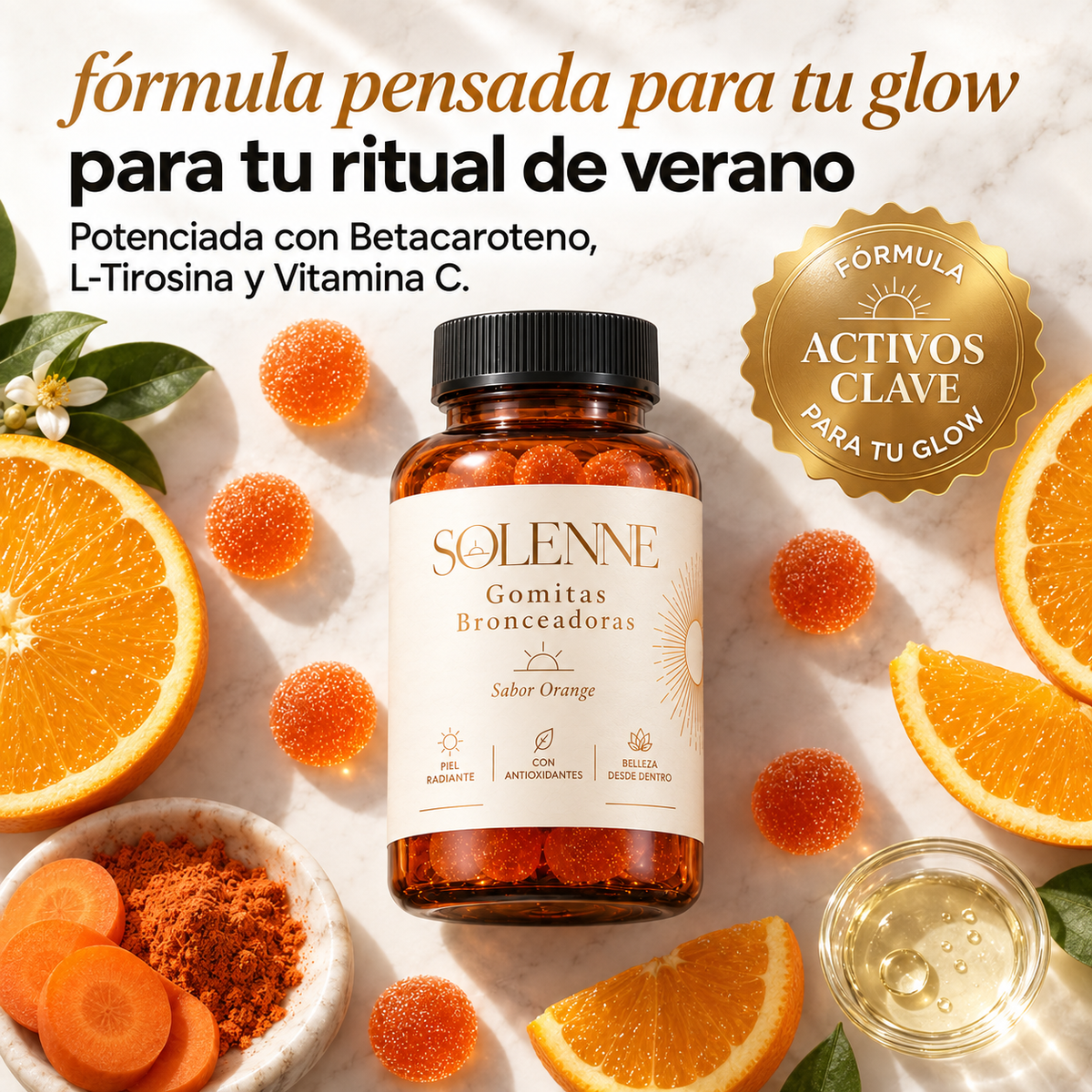 Gomitas bronceadoras Solenne - Este verano, lucí tu color.